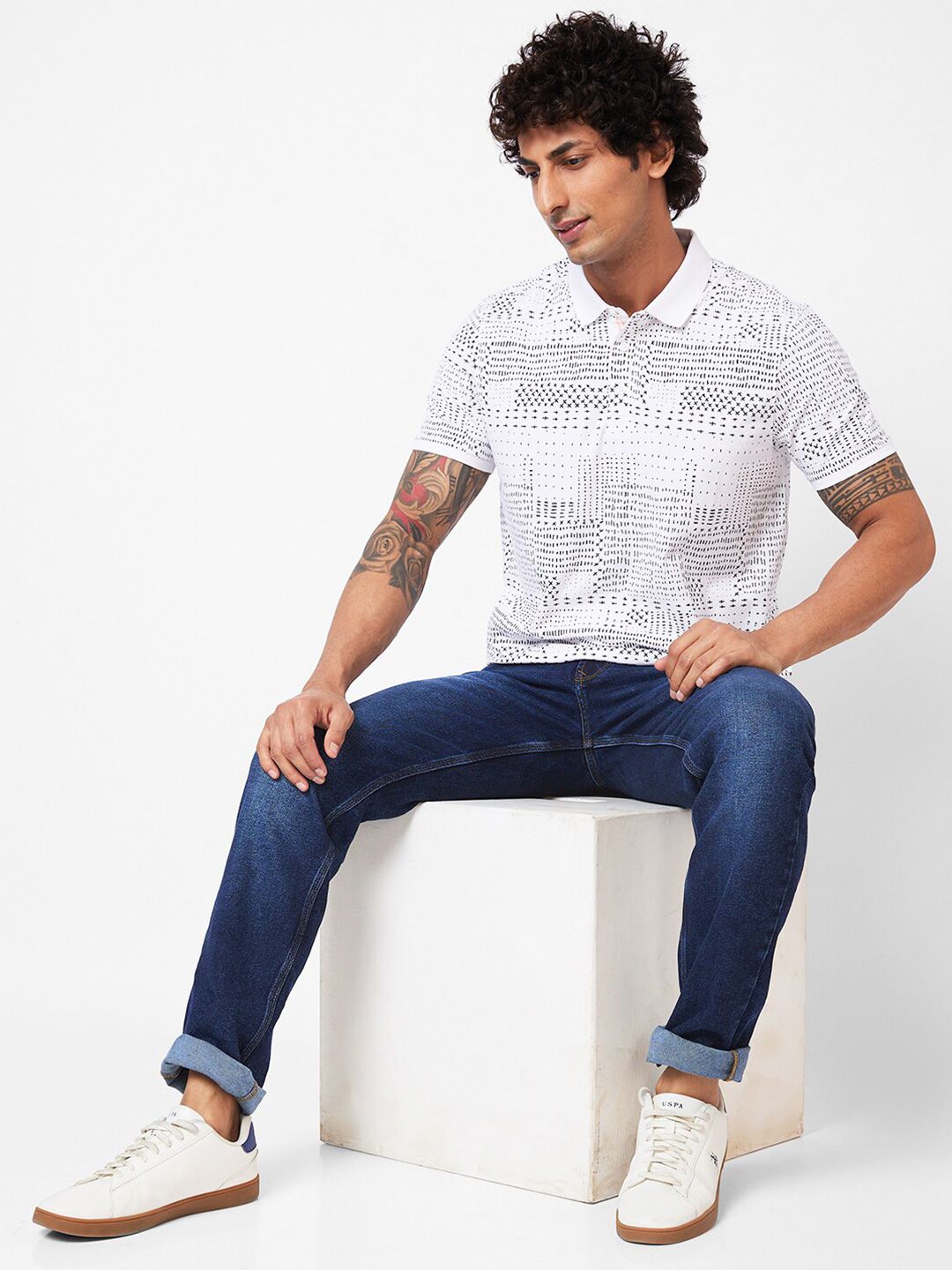 SPYKAR Printed Polo Collar Slim Fit T-shirt