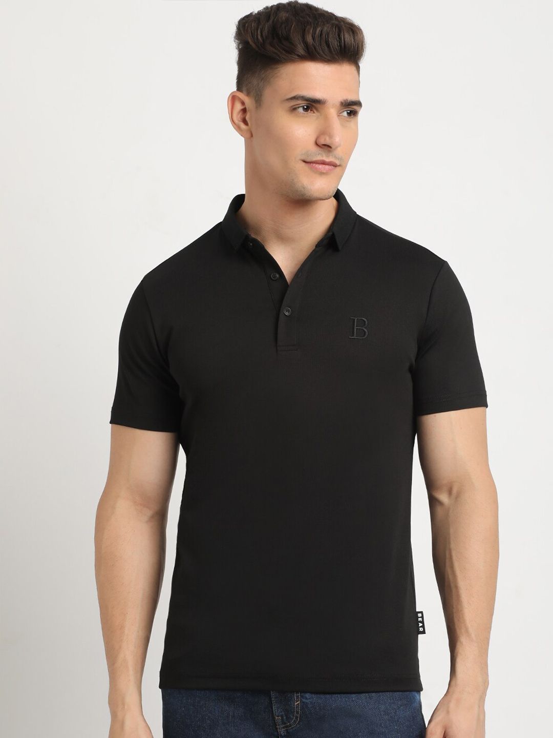 THE BEAR HOUSE Polo Collar Short Sleeves Slim Fit T-shirt