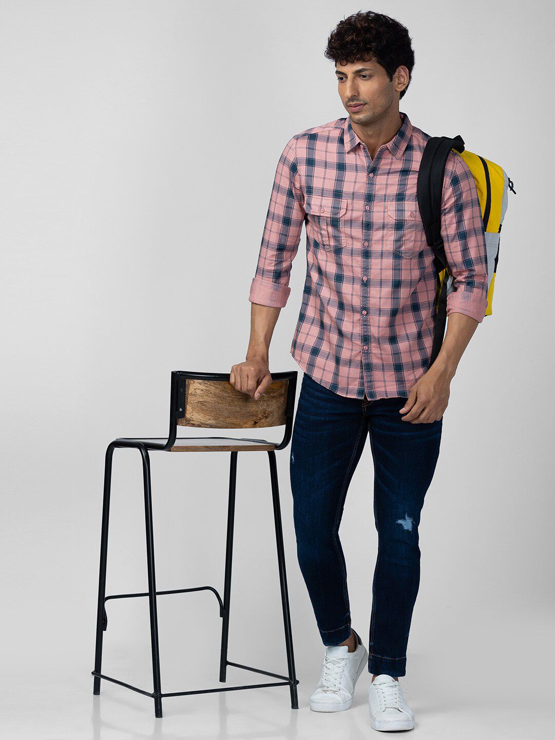 SPYKAR Men Slim Fit Tartan Checked Casual Cotton Shirt