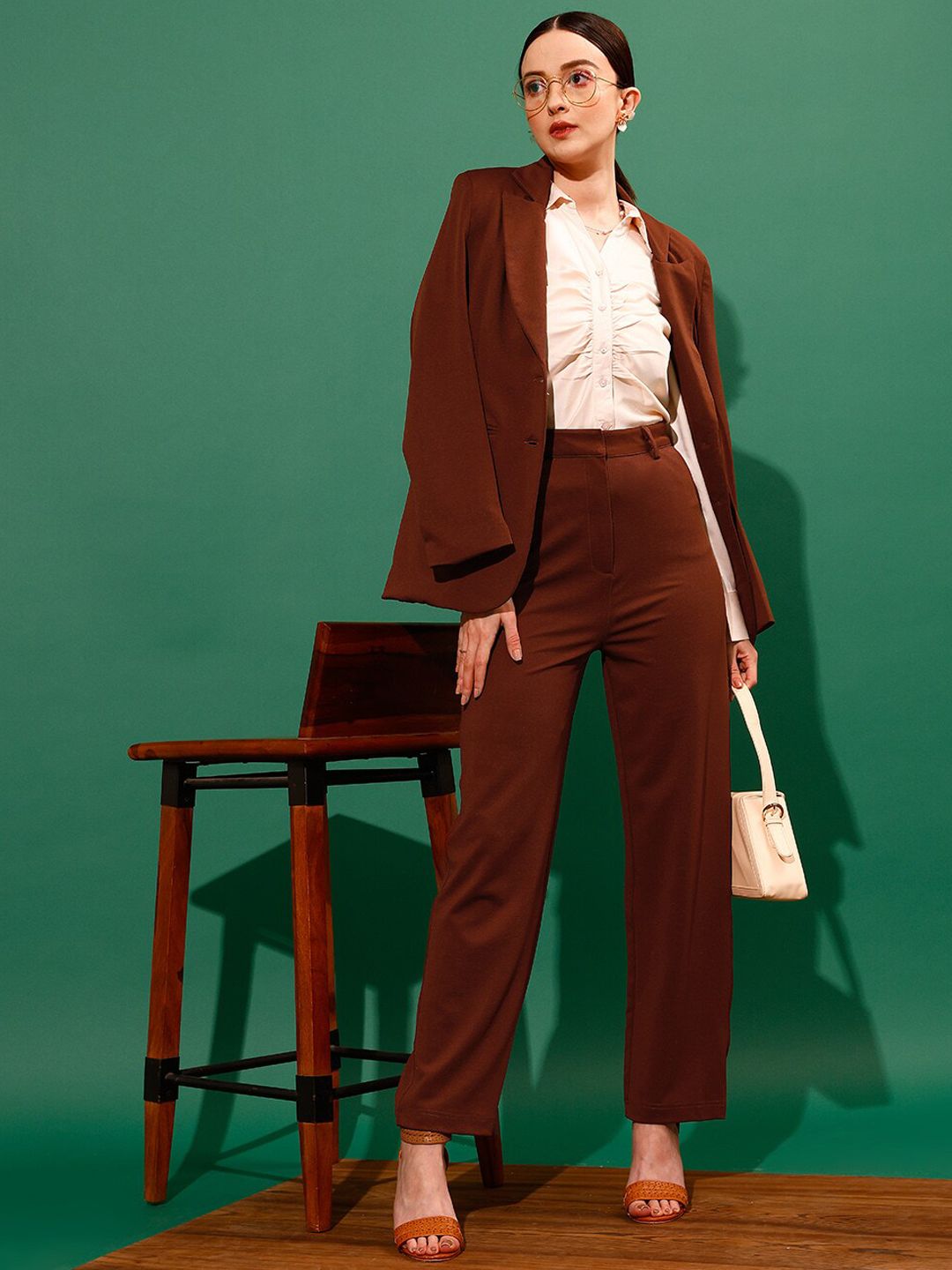 STREET 9 Women Mid-Rise Flat-Front Plain Loose Fit Trousers