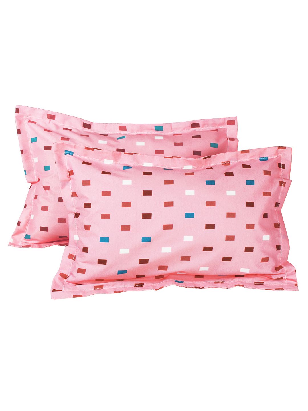 Story@home Ventura White Maroon 144 TC Pure Cotton Queen Bedsheet With 2 Pillow Covers