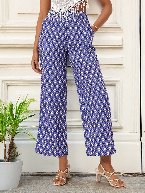 DressBerry Women Indigo Indo Energy Wide Leg straight Trousers