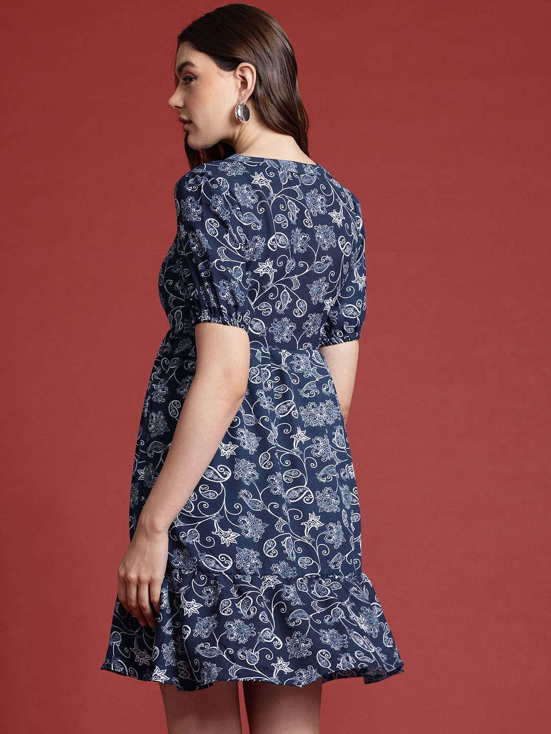 all about you Ethnic Printed Fit & Flare Mini Dress