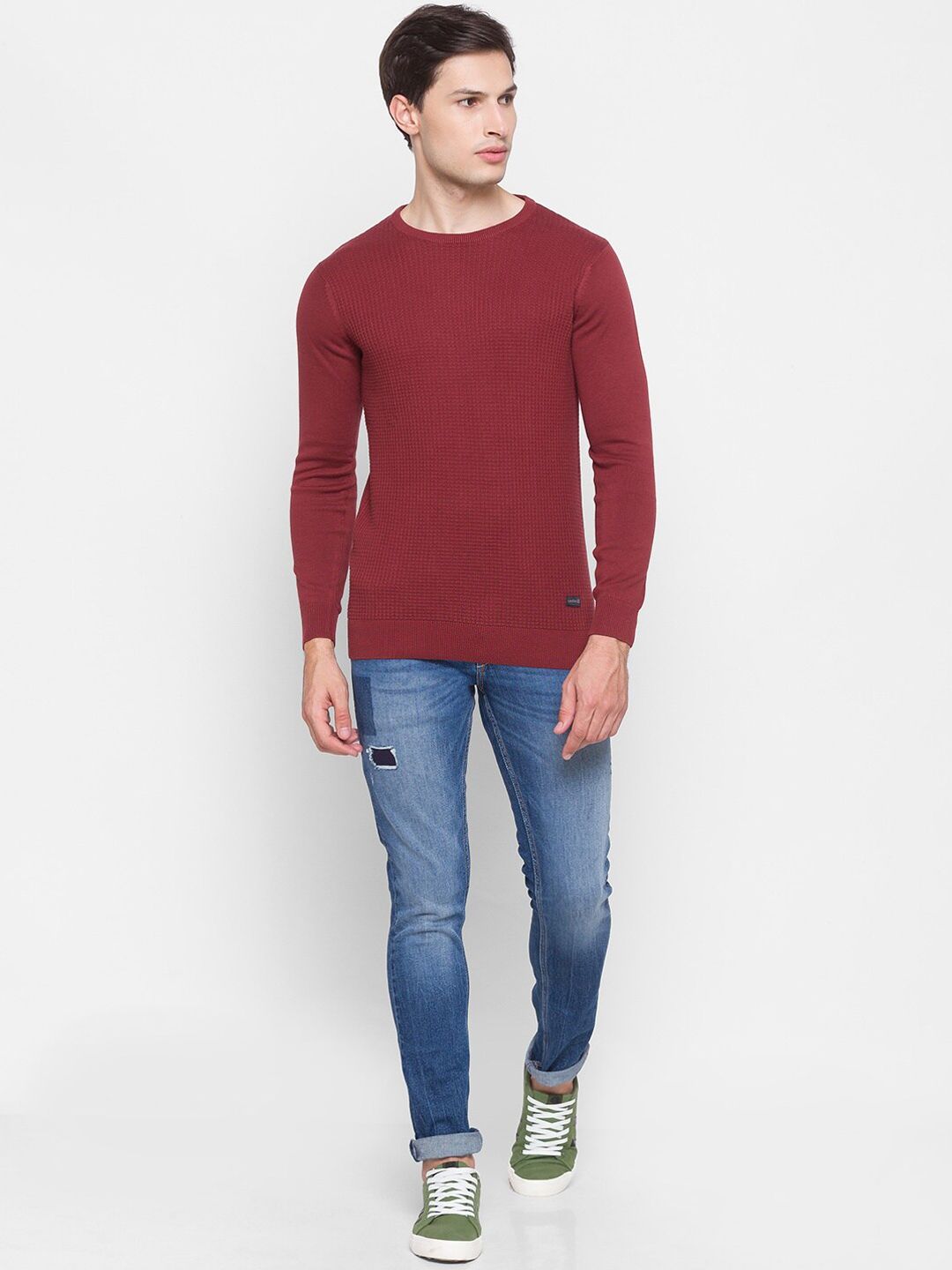 SPYKAR Men Blue Skinny Fit Low-Rise Mildly Distressed Light Fade Jeans