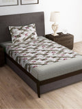 Story@home Brown & Pink Abstract Microfiber 180 TC Single Bedsheet With 1 Pillow Cover