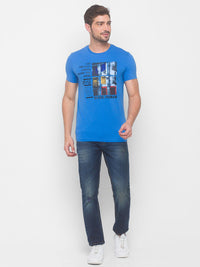Being Human Men Blue Printed Pure Cotton T-shirt