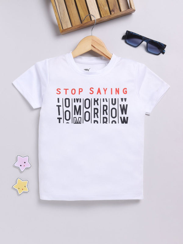 HRX by Hrithik Roshan Boys Typography Printed Rapid-Dry T-shirt