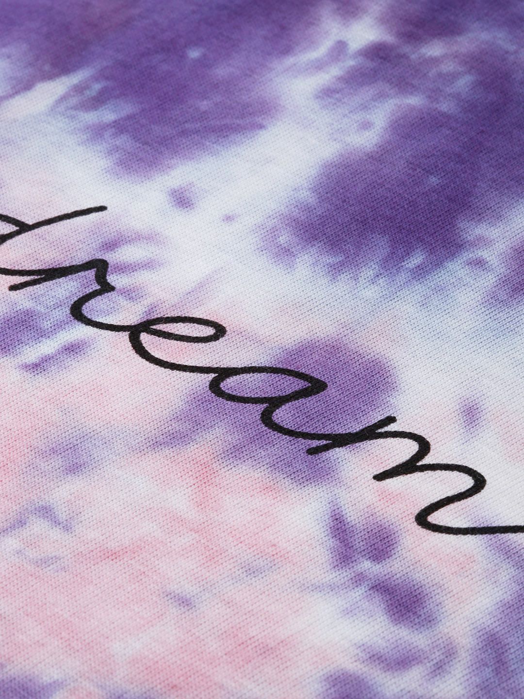 DILLINGER Women Purple  White Tie and Dye Drop-Shoulder Sleeves Oversized Pure Cotton T-shirt