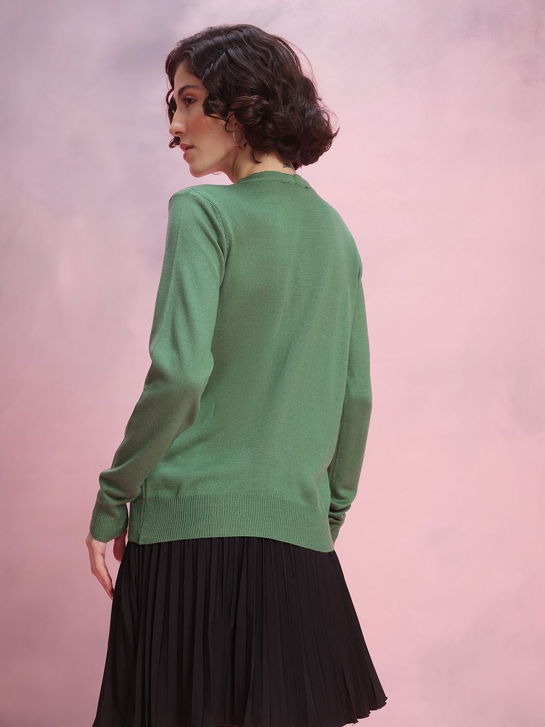 DressBerry Acrylic Button-Up Cardigan