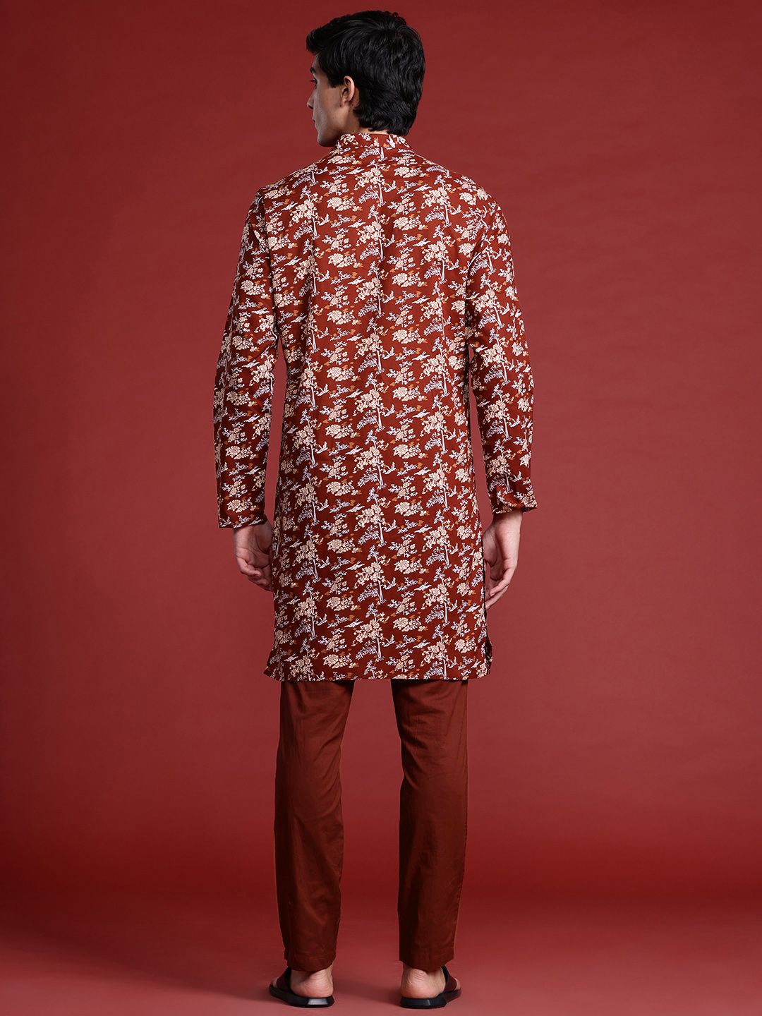 Anouk Floral Printed Pure Cotton Kurta with Trousers