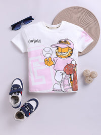 Happy Faces Boys Garfield Printed Pure Cotton T-shirt