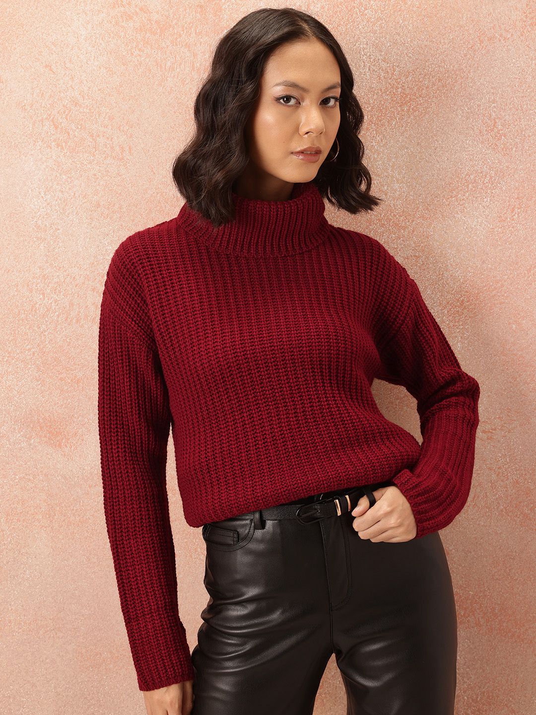 all about you Ribbed Acrylic Longline Pullover