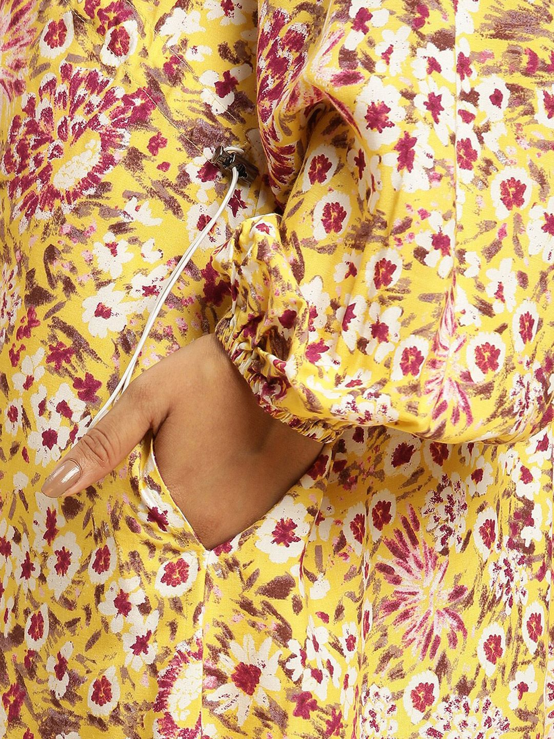 W Floral Print Puff Sleeve Maxi Dress