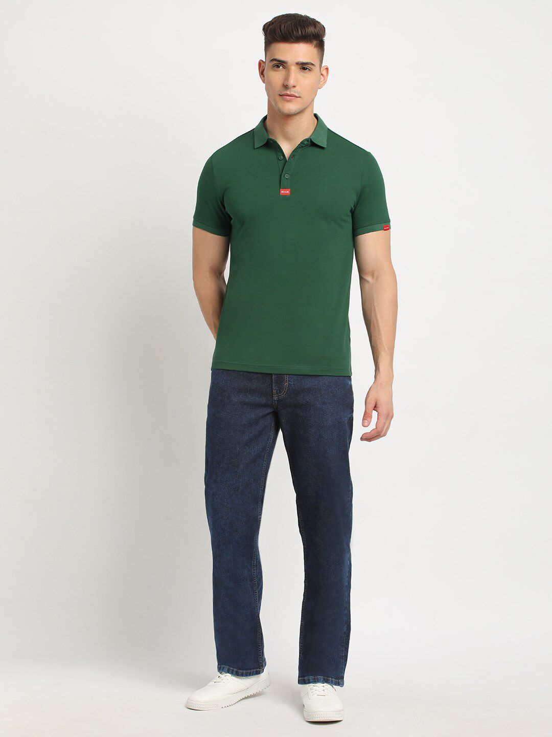 THE BEAR HOUSE Polo Collar Short Sleeves Slim Fit T-shirt