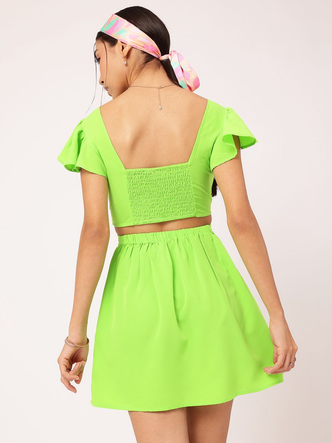 DressBerry Tinsel Temptation Cut-Out Smocked Wrap A-Line Mini Dress