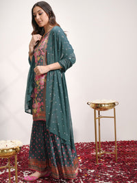 Vishudh Floral Printed Regular Beads and Stones Kurta with Sharara & With Dupatta