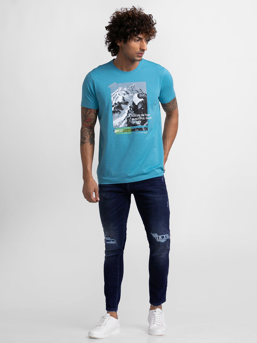 SPYKAR Men Skinny Fit Slash Knee Heavy Fade Stretchable Jeans