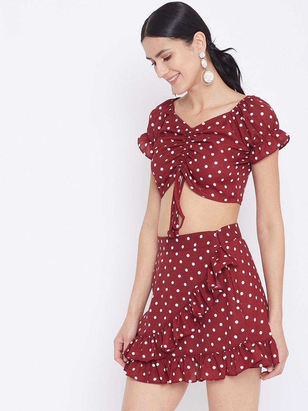 Berrylush Women Red Printed Fit and Flare Dress