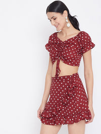 Berrylush Women Red Printed Fit and Flare Dress