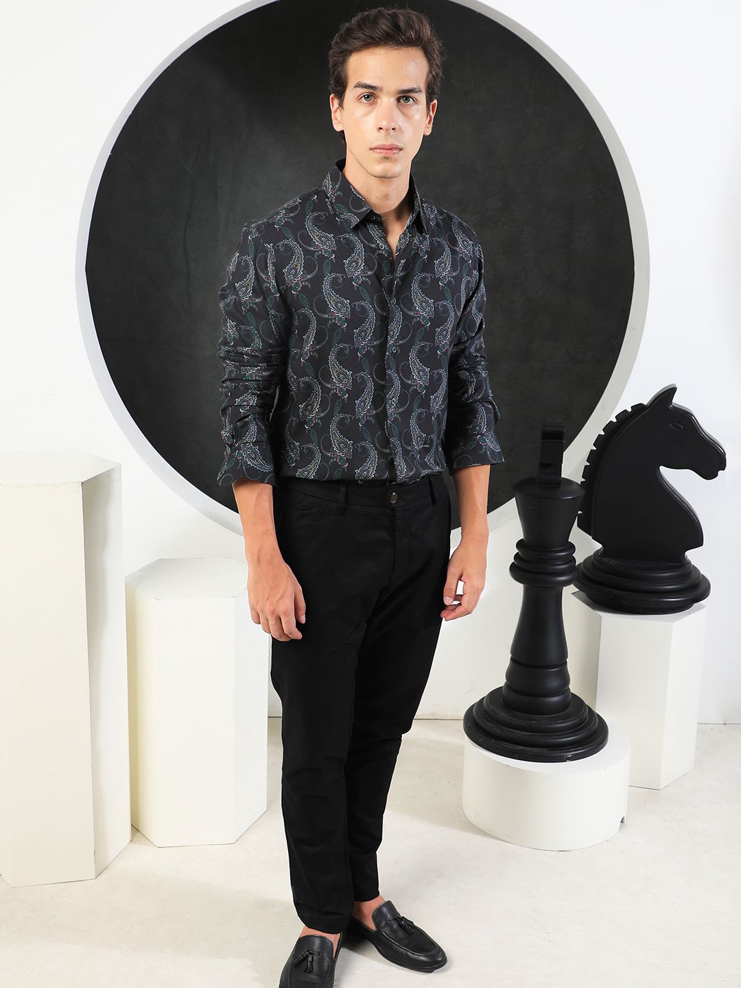 RARE RABBIT Men Crislons Slim Fit Printed Cotton Shirt