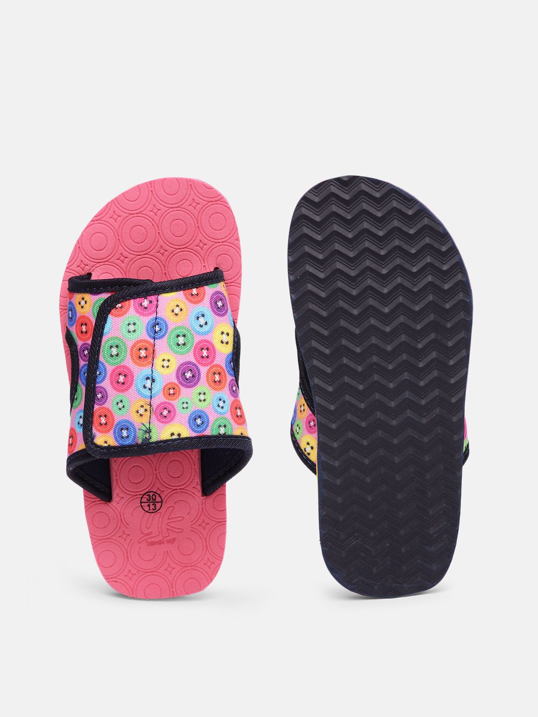 YK Girls Pink Printed Sliders