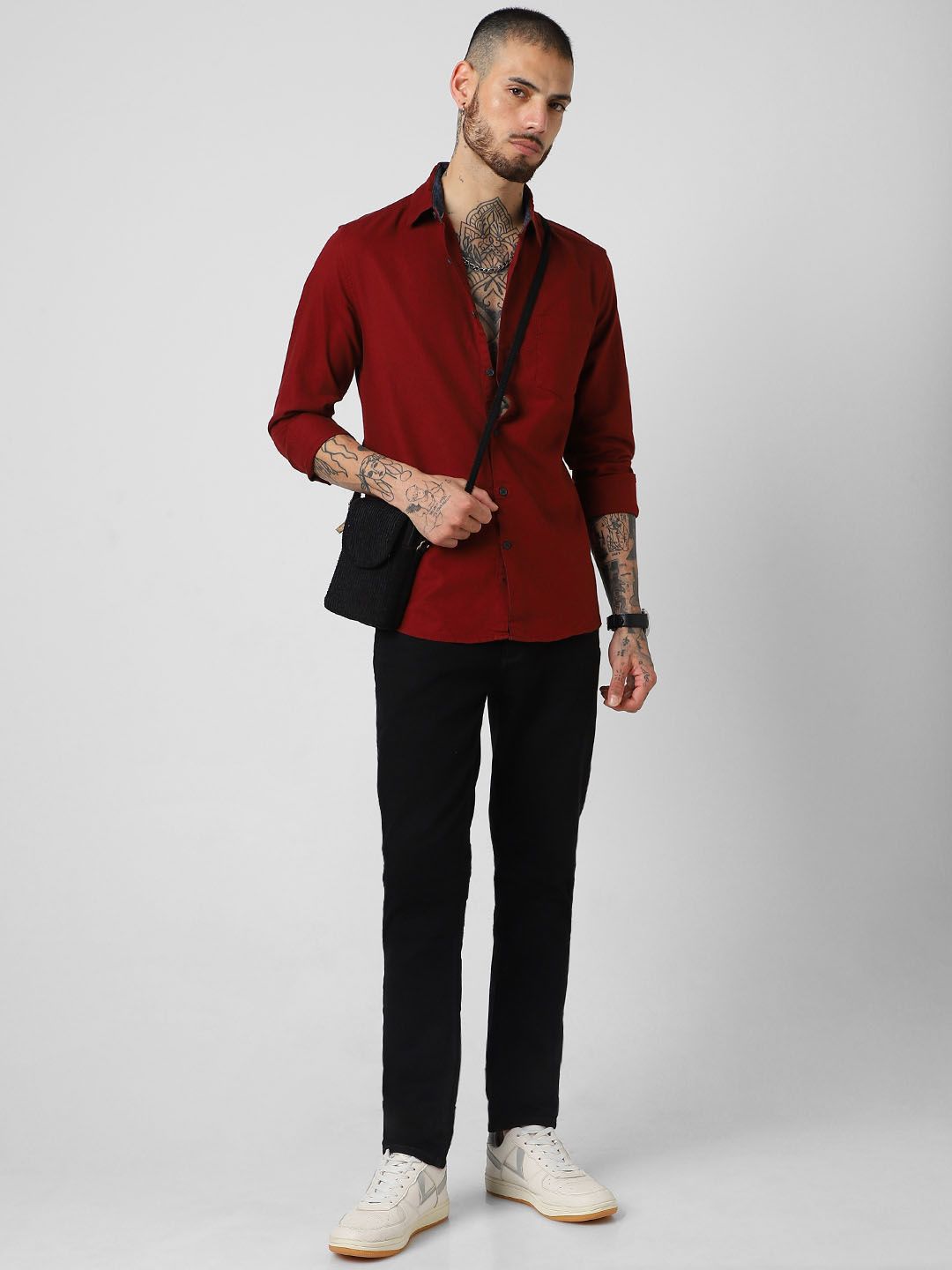 VASTRADO Men Solid Cotton Shirt