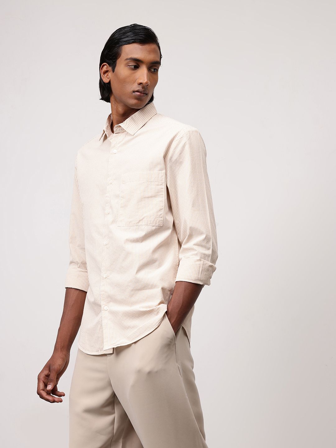 ether Classic Fit Gingham Checks Pure Cotton Shirt