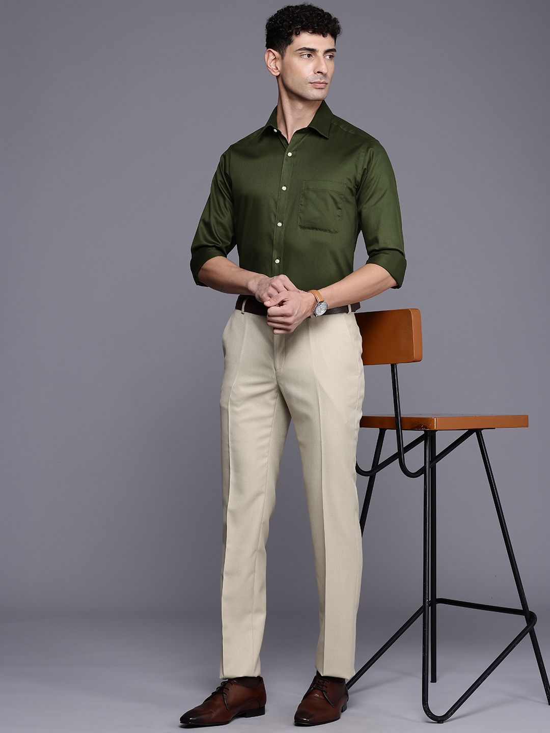 Raymond Self Design Slim Fit Pure Cotton Formal Shirt