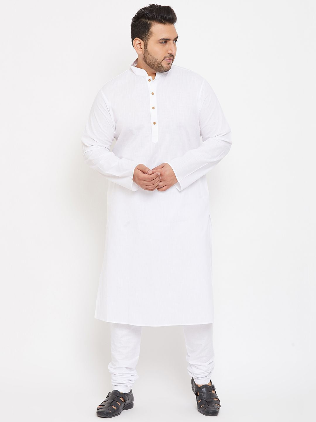 VASTRAMAY Men White Solid Kurta