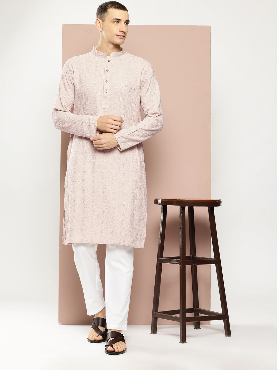 See Designs Embroidered Sequinned Kurta with Pyjamas