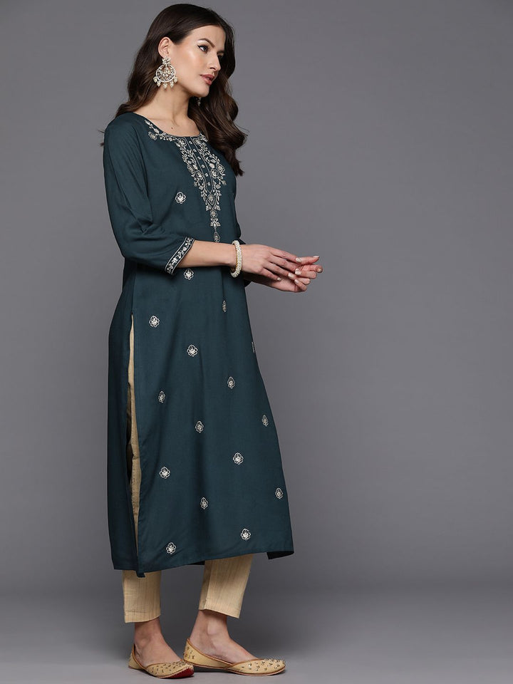 Indo Era Women Floral Embroidered Sequinned Kurta