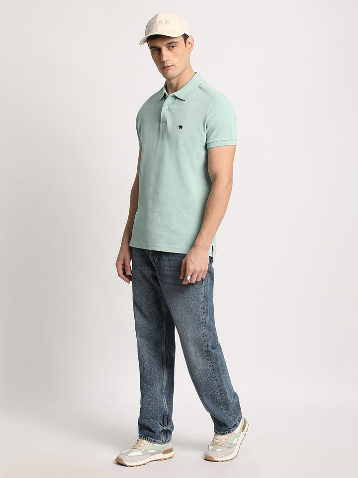 THE BEAR HOUSE Men Solid Slim Fit Cotton Polo Collar T-Shirts