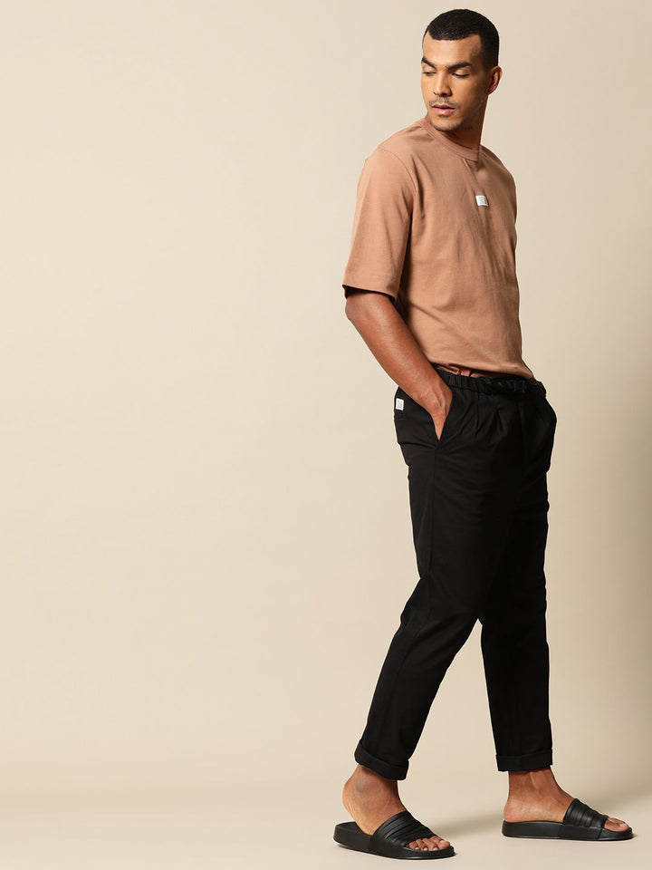 Mr Bowerbird Men Peach-Coloured Pure Cotton Philosophy Crew Neck Oversized Pure Cotton T-shirt