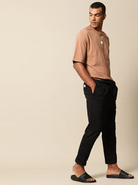 Mr Bowerbird Men Peach-Coloured Pure Cotton Philosophy Crew Neck Oversized Pure Cotton T-shirt