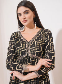 Vishudh Printed Fit & Flare Midi Dress