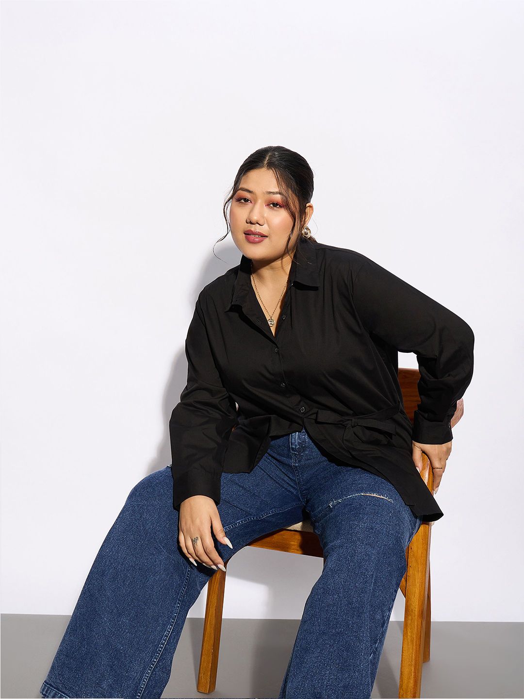 SASSAFRAS Curve Plus Size Pure Cotton Casual Shirt