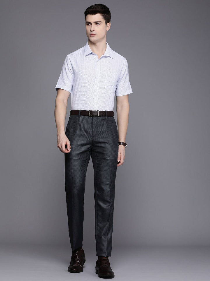 Raymond Men Self Design Textured Slim Fit Formal Trousers