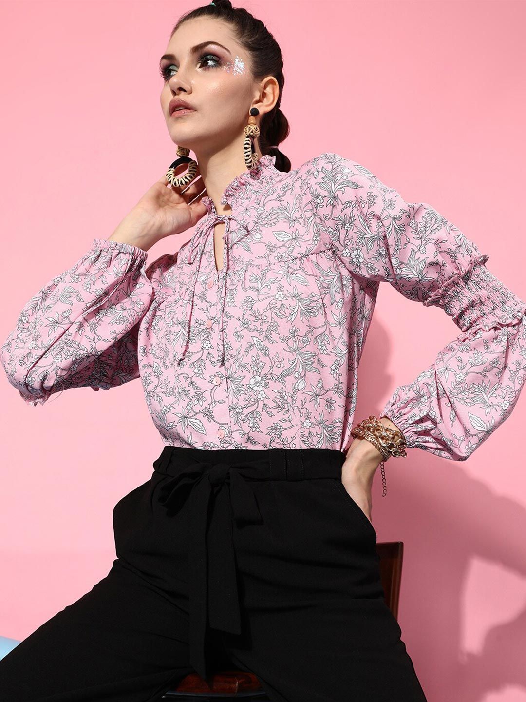 STREET 9 Women Pink Floral Printed Casual Shirt