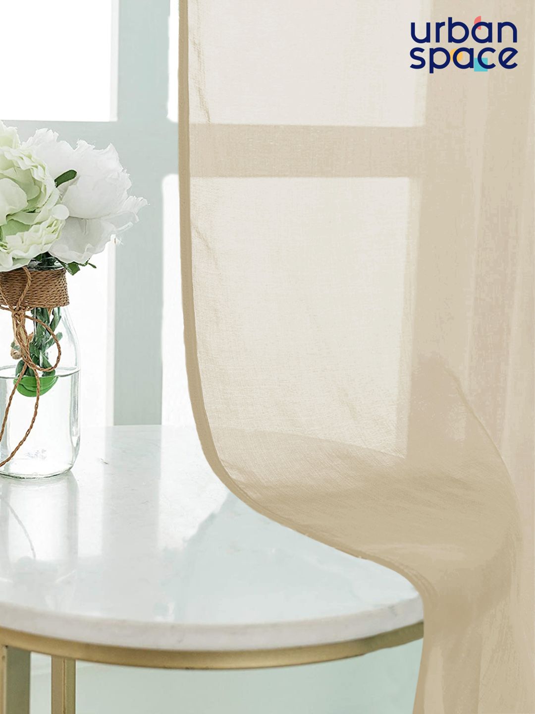 URBAN SPACE Set Of 2 Taupe Solid Sheer Door Curtains