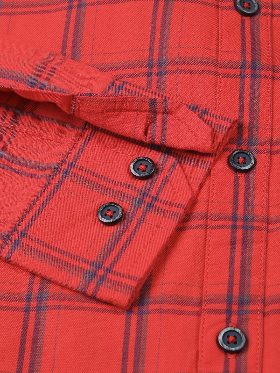 Thomas Scott Slim Fit Checked Spread Collar Long Sleeves Cotton Casual Shirt