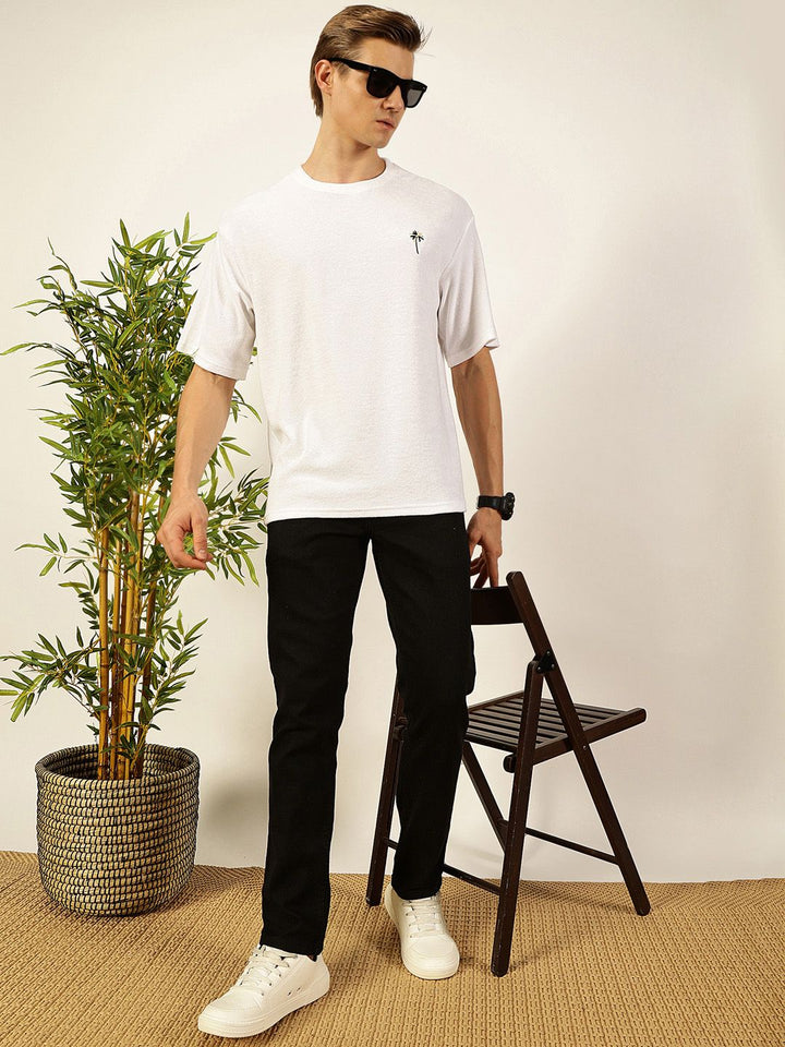 Thomas Scott Men's Solid Round Neck Oversized Casual T-shirt