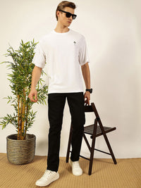 Thomas Scott Men's Solid Round Neck Oversized Casual T-shirt