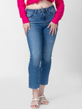 SPYKAR Women Light Blue Straight Fit Mildly Distressed Cotton Light Fade Jeans