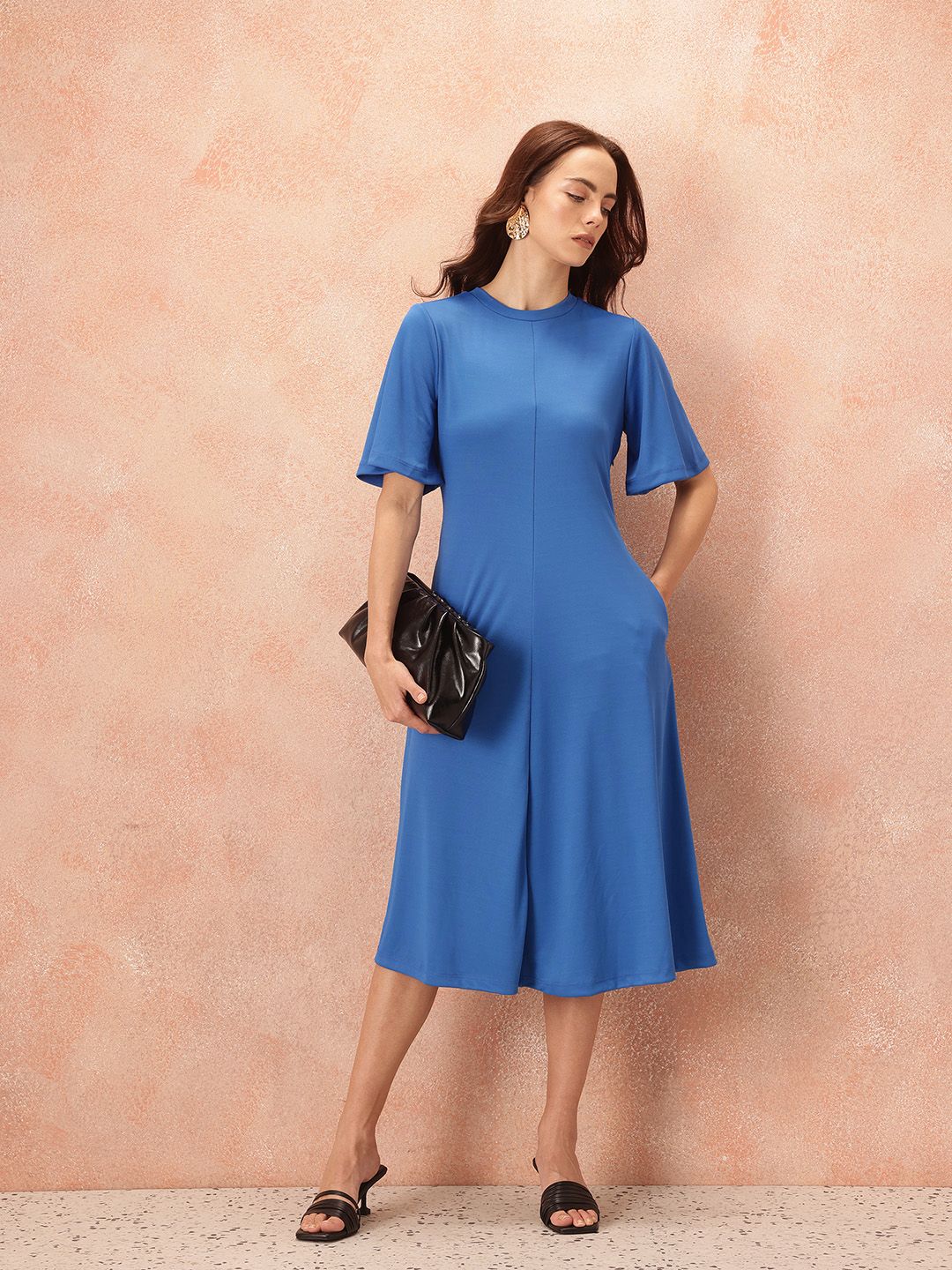 all about you Flared Sleeves Panel A-Line Dress