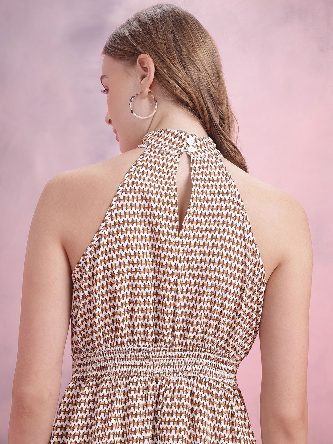 DressBerry Printed Halter Neck A-Line Dress