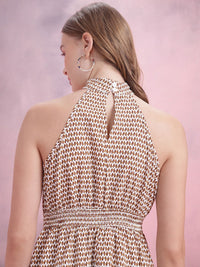 DressBerry Printed Halter Neck A-Line Dress