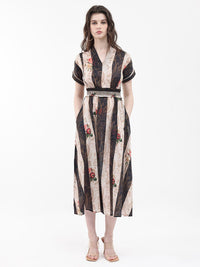 RAREISM Striped A-Line Midi Dress