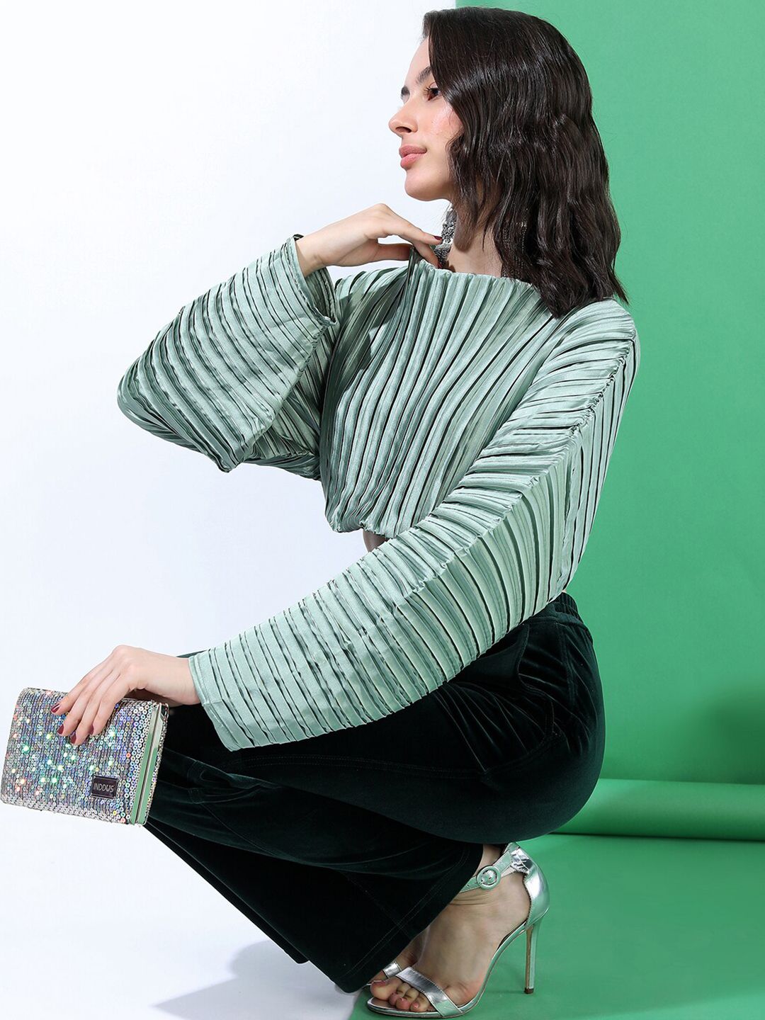 Tokyo Talkies Green Striped Top
