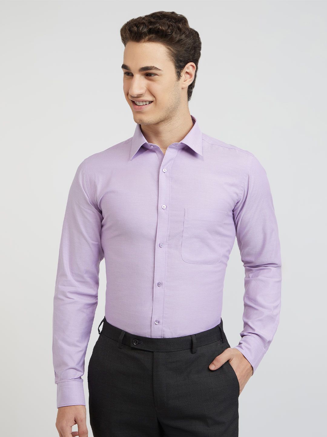 Raymond Men Purple Pure Cotton Slim Fit Formal Shirt