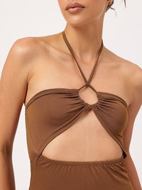 Haltered Icon Daring Cut-Out Bodycon Maxi Dress